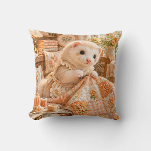Apricot Ferret Floral Patchwork Quilting Room Cushion