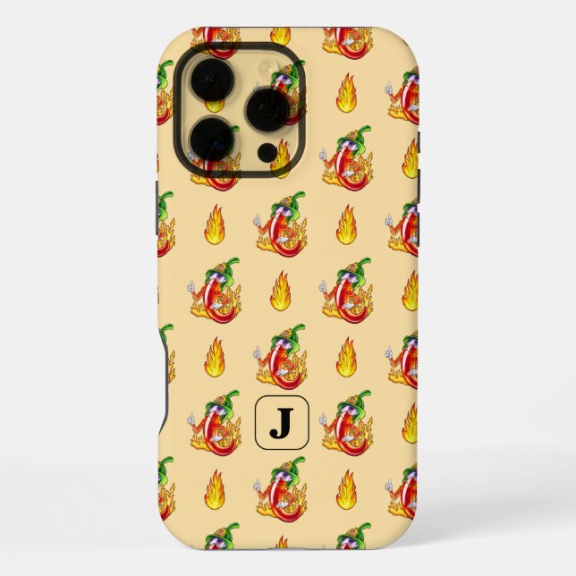 Apricot Firefighter Chilli Character & Fire Design iPhone Case (Back)