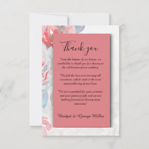 apricot Floral watercolor wildflower rose wedding Thank You Card