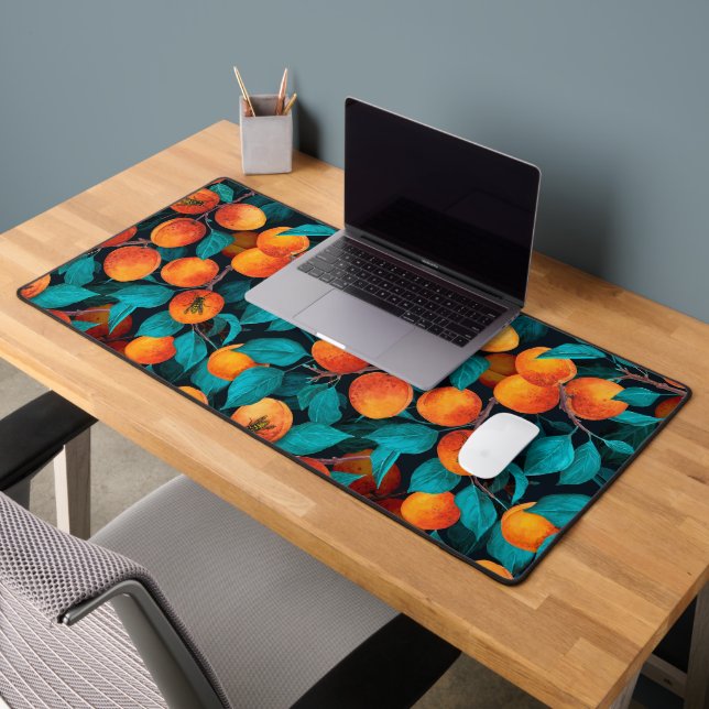Apricot garden  on dark blue desk mat (Office 2)