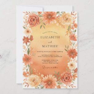Apricot Gold Blossom Wedding Invitation