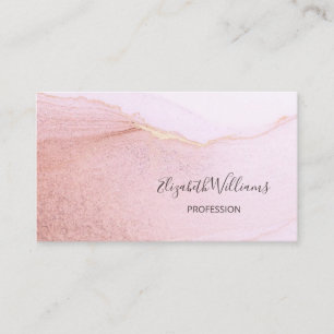 Apricot Gold Ink Marble QR Code Business Card
