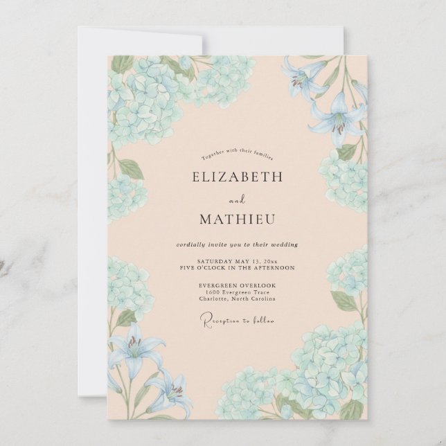 Apricot Graceful Spring Wedding Invitation (Front)