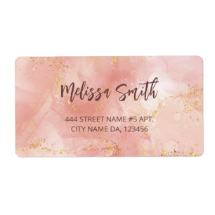  Apricot Ink Watercolor Gold Agate Scan QR Code