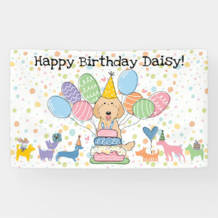 Apricot Labradoodle Dog Birthday Party Banner