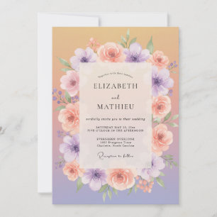 Apricot Lavender Whimsical Spring Wedding Invitation