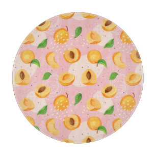 Apricot, leaves, seamless vintage texture. cutting board