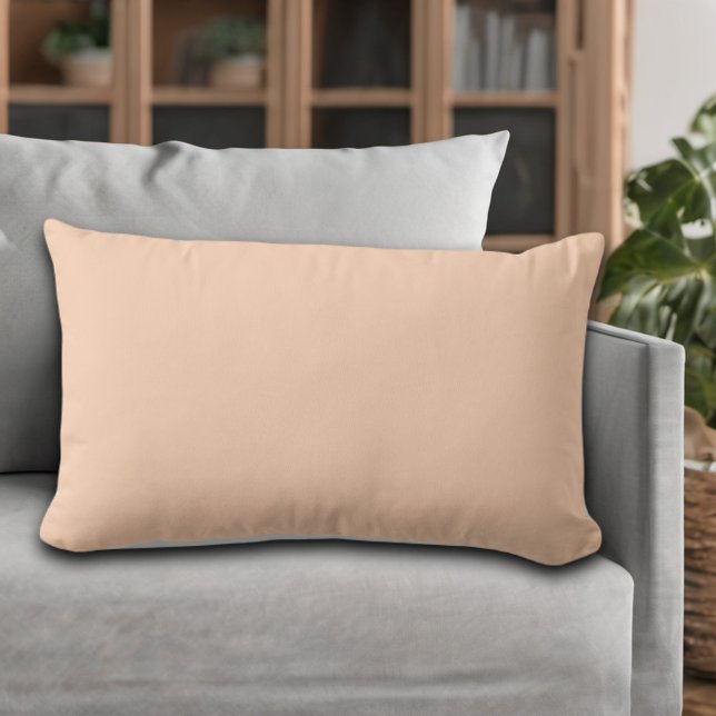 Apricot Light Peach Minimalist Solid Colour  Lumbar Cushion (Creator Uploaded)