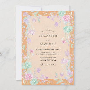 Apricot Lilac Bloom Wedding Invitation