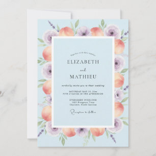 Apricot Lilac Ranunculus Eucalyptus Wedding Invitation