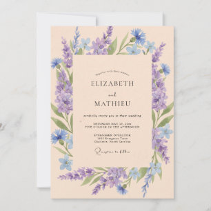 Apricot Lilac Wildflower Wedding Invitation