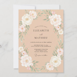 Apricot Lush Watercolor Wedding Invitation