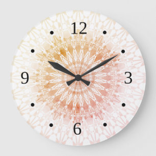 Apricot Mandala Geometric Large Clock