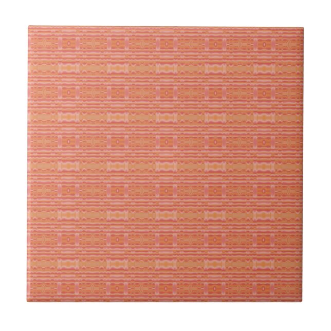 Apricot Mango Textured Geometric Tile (Front)