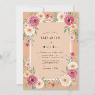 Apricot Mauve Petal Wedding Invitation