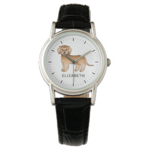Apricot Mini Goldendoodle Cartoon Dog & Name Watch