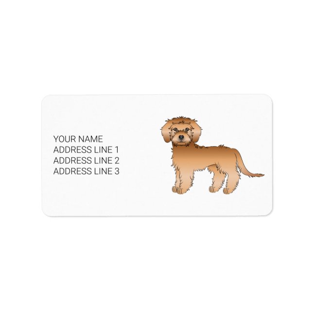 Apricot Mini Goldendoodle Cartoon Dog & Text Label (Front)