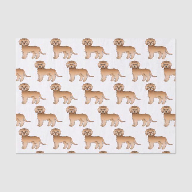 Apricot Mini Goldendoodle Cute Cartoon Dog Pattern Tissue Paper (Front)
