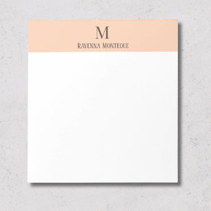 Apricot Minimal Personalised Name Letter Monogram Notepad