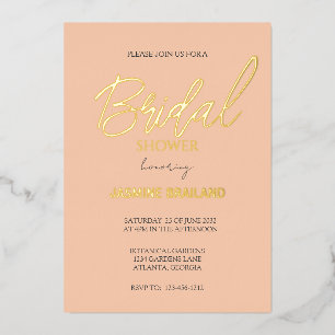 Apricot Modern Simple Bridal Shower Gold