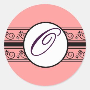 Apricot Monogram Wedding Borders Any Colour Classic Round Sticker