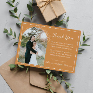 Apricot Orange Floral Simplicity 1 Wedding Thank You Card