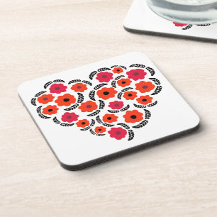 Apricot Orange Flower Heart Coaster