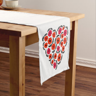 Apricot Orange Flower Hearts Short Table Runner