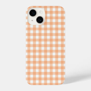 Apricot Orange Gingham iPhone 14 Case