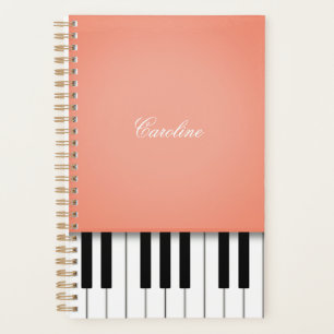 Apricot Orange Piano Keyboard Personalised Music Planner