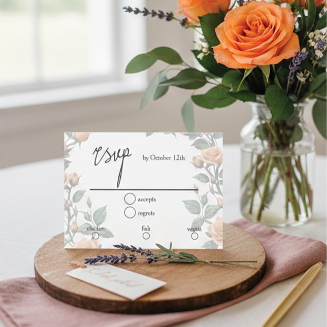 Apricot Orange Rose Wedding RSVP Card (Creator Uploaded)
