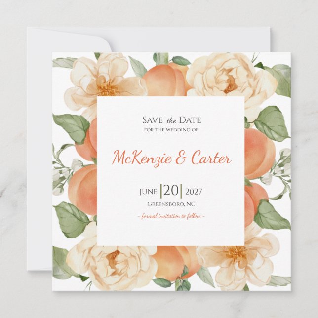 Apricot Orchard Botanical Save the Date (Front)