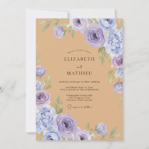Apricot Painterly Romantic Wedding Invitation