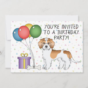 Apricot Parti-Colour Mini Goldendoodle Dog Birthda Invitation