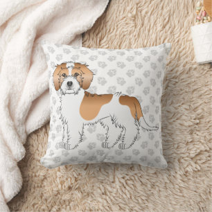 Apricot Parti-colour Mini Goldendoodle Dog & Paws Cushion