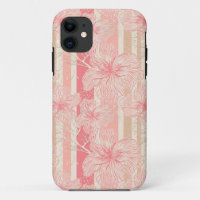 Apricot peach pink floral striped pattern