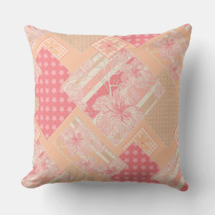 Apricot peach pink patchwork cushion