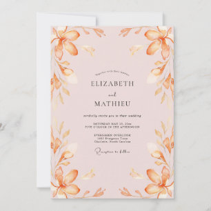 Apricot Petal Blush Wedding Invitation