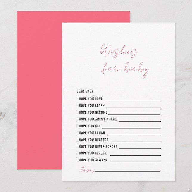 Apricot Pink Baby Shower Wishes for the Baby Invitation (Front/Back)