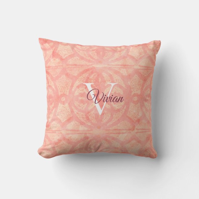 Apricot Pink Throw Pillow (Front)