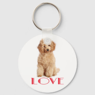 Apricot Poodle Puppy Dog Red Love Key Chain