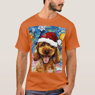 Apricot Poodle Puppy Santa T-Shirt
