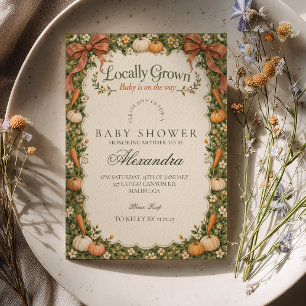 Apricot Pumpkin Locally Grown Baby Shower Invitation