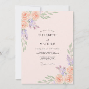 Apricot Purple Peony Wedding Invitation