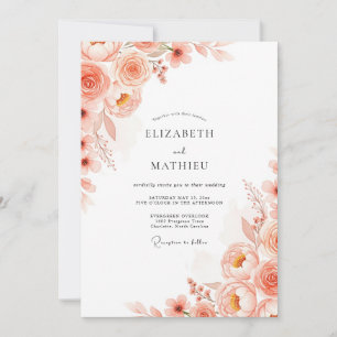 Apricot Romantic Botanical Spring Wedding Invitation