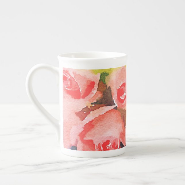 Apricot Rose Bone China Mug (Left)