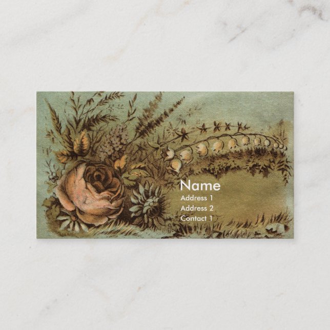 Apricot Rose & Lily of the Valley Victorian Business Card (Front)