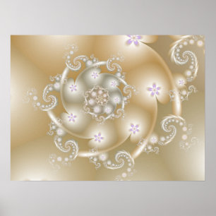 Apricot Rose Spiral Poster