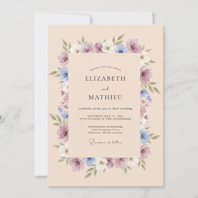 Apricot Serene Romantic Wedding Invitation (Front)