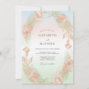 Apricot Sky Painted Wedding Invitation